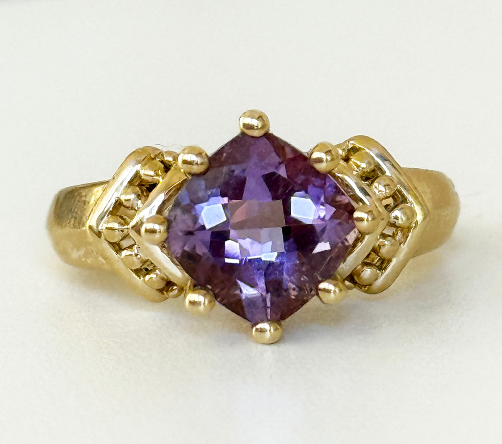 14k gold amethyst crown ring