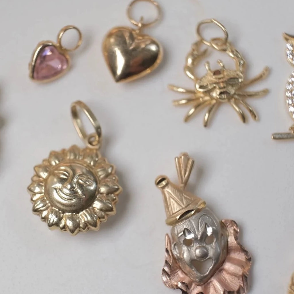 Yellow Gold Puffy Sun Charm