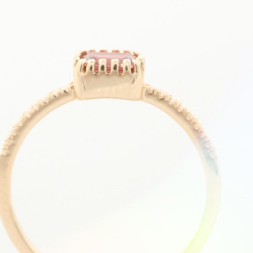 14k diamond and pink tourmaline ring 