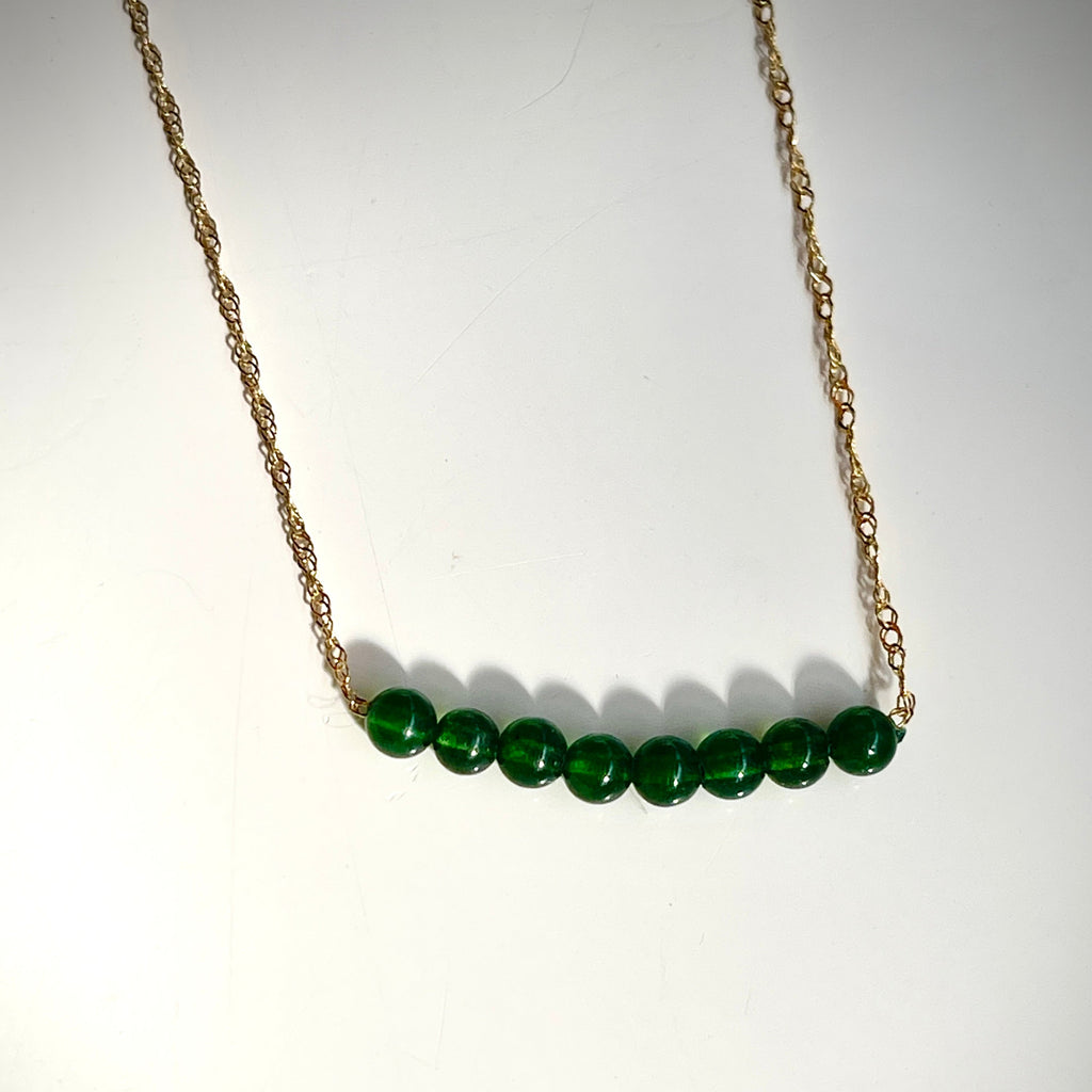14k gold jade bead bar necklace