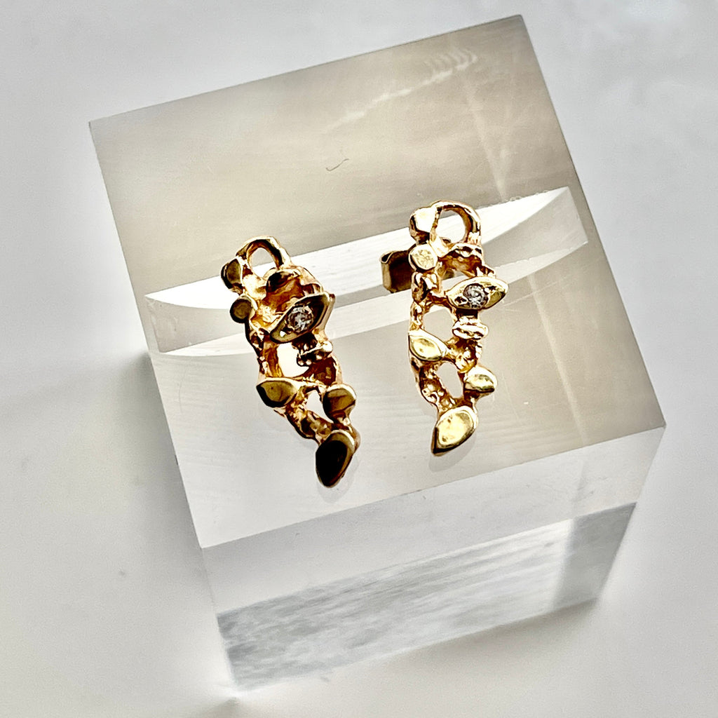 14k golden nugget stud earrings