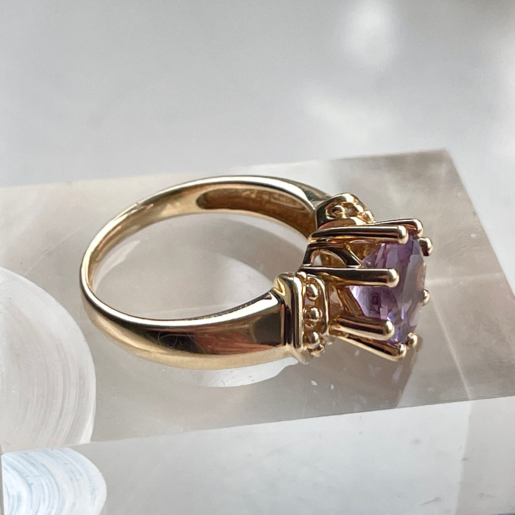 Pixel Cut Amethyst Ring