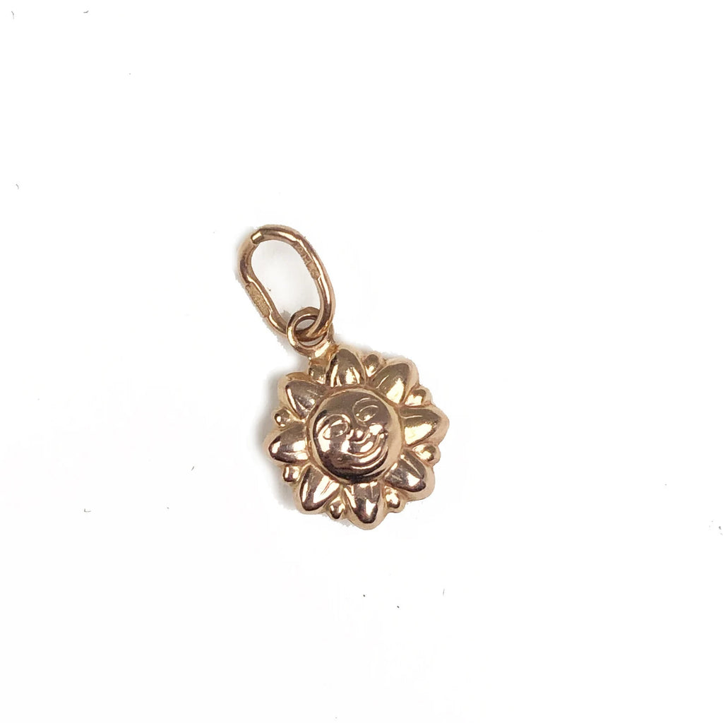 Yellow Gold Puffy Sun Charm