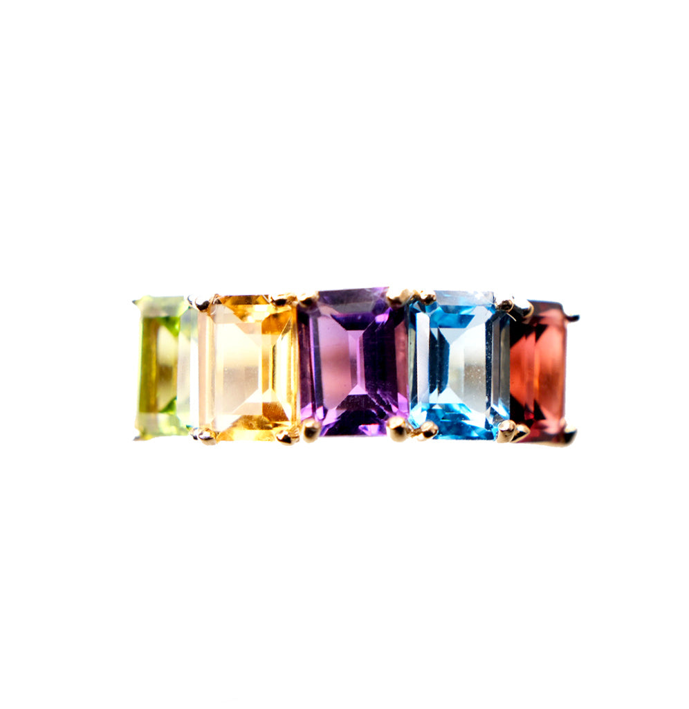 Rainbow Mixed Gemstone Ring
