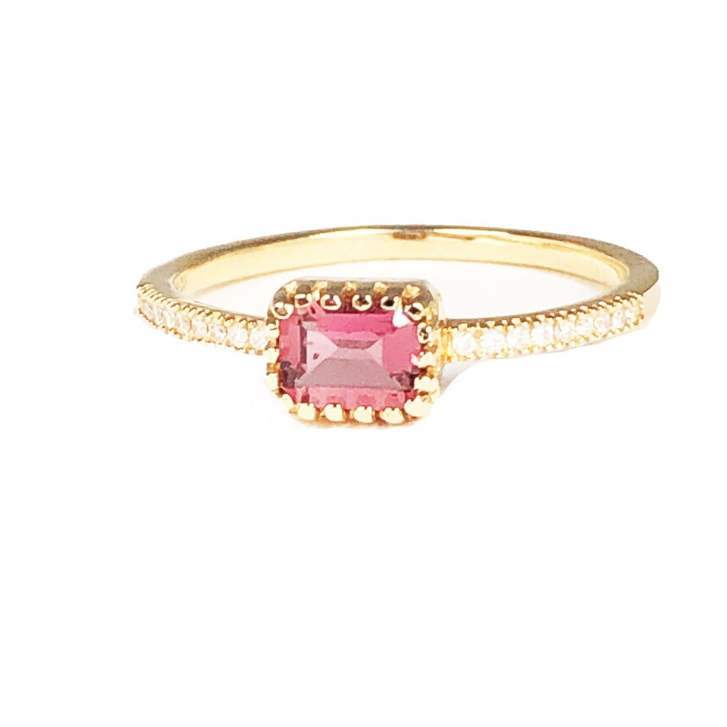 vintage 14k pink tourmaline and diamond ring 