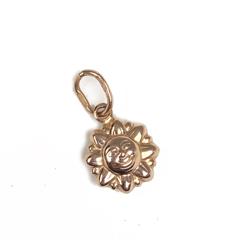 14k rose gold puffy sun charm
