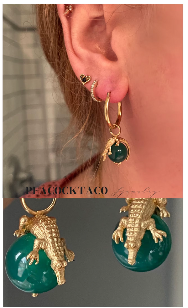 14k gold alligator hoop earrings 