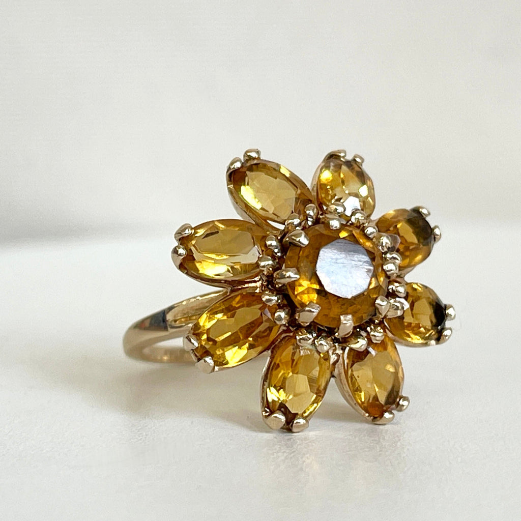 14k gold vintage sunflower  ring 