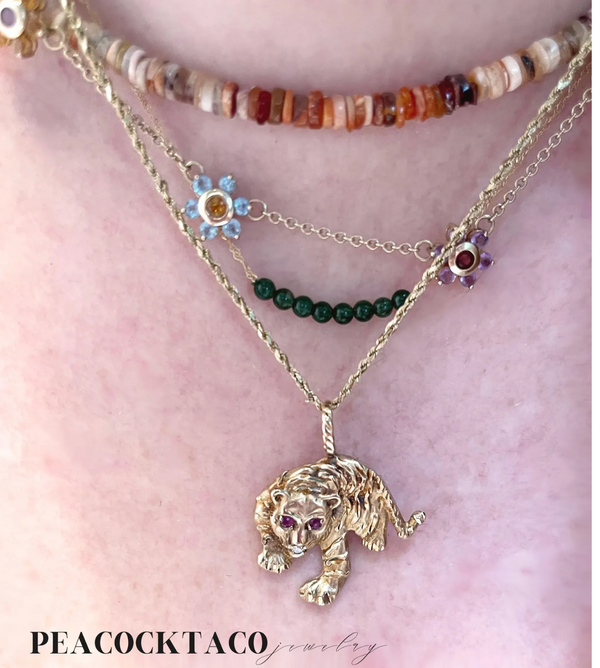 Tiger Pendant Diamond + Rubies