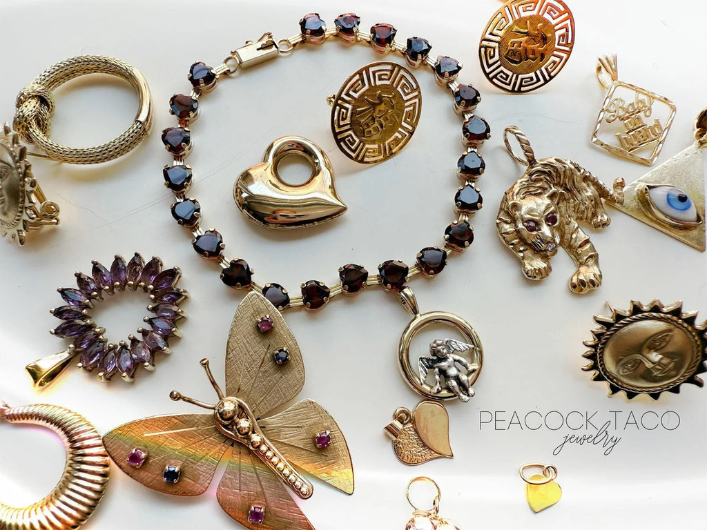 SOLD: 90s Garnet Heart Bracelet