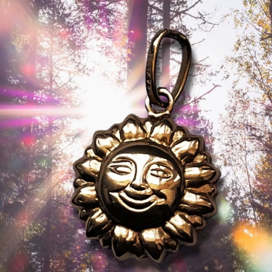 Yellow Gold Puffy Sun Charm