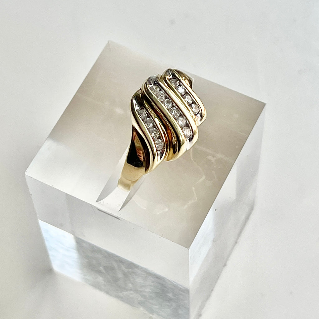 14k gold diamond dome ring 