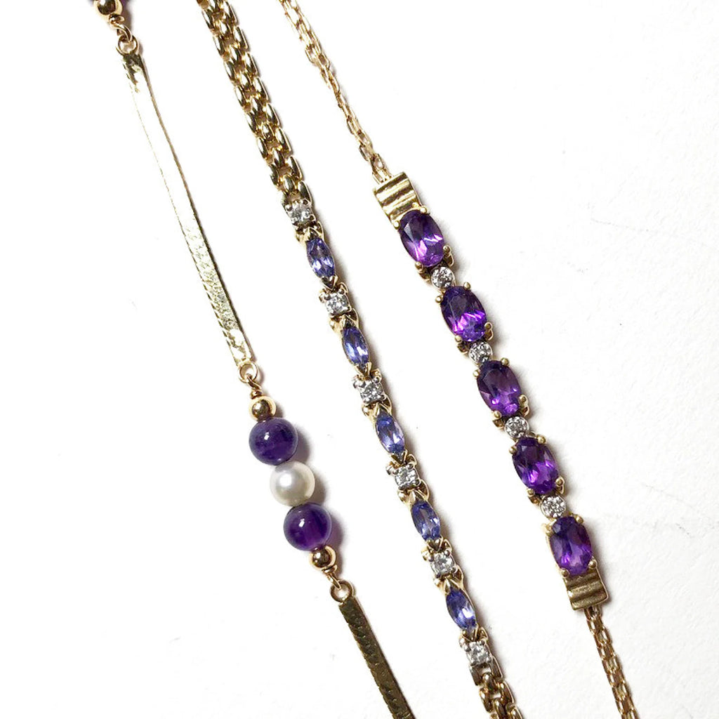 SOLD: Herringbone Pearl and Amethyst Bracelet