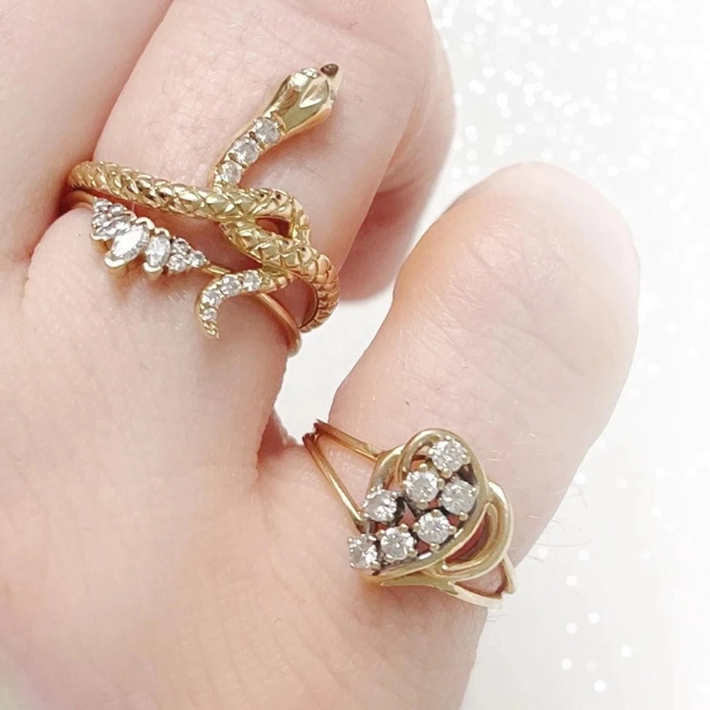 Vintage 14k Gold Diamond Heart Ring