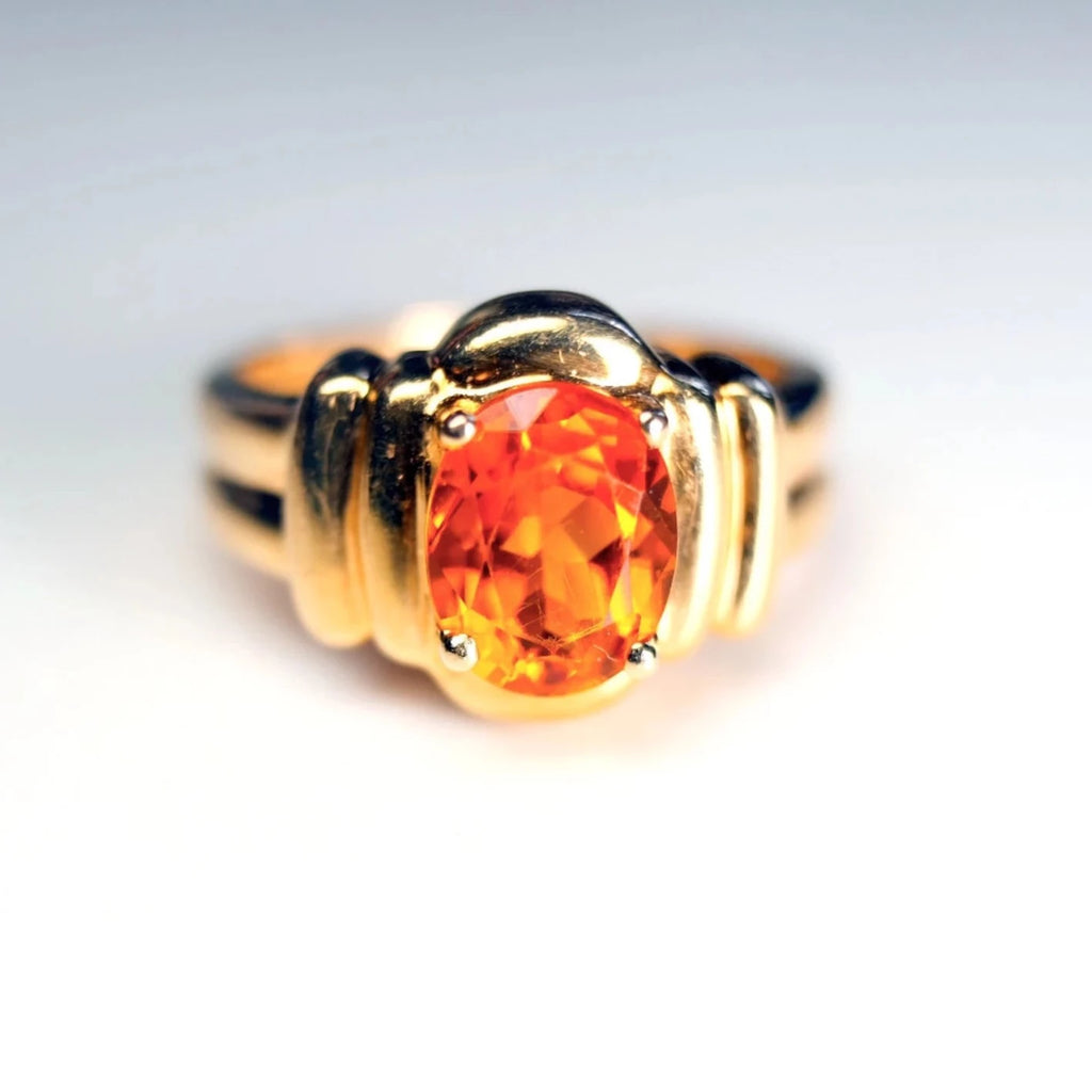 14k gold vintage citrine ring