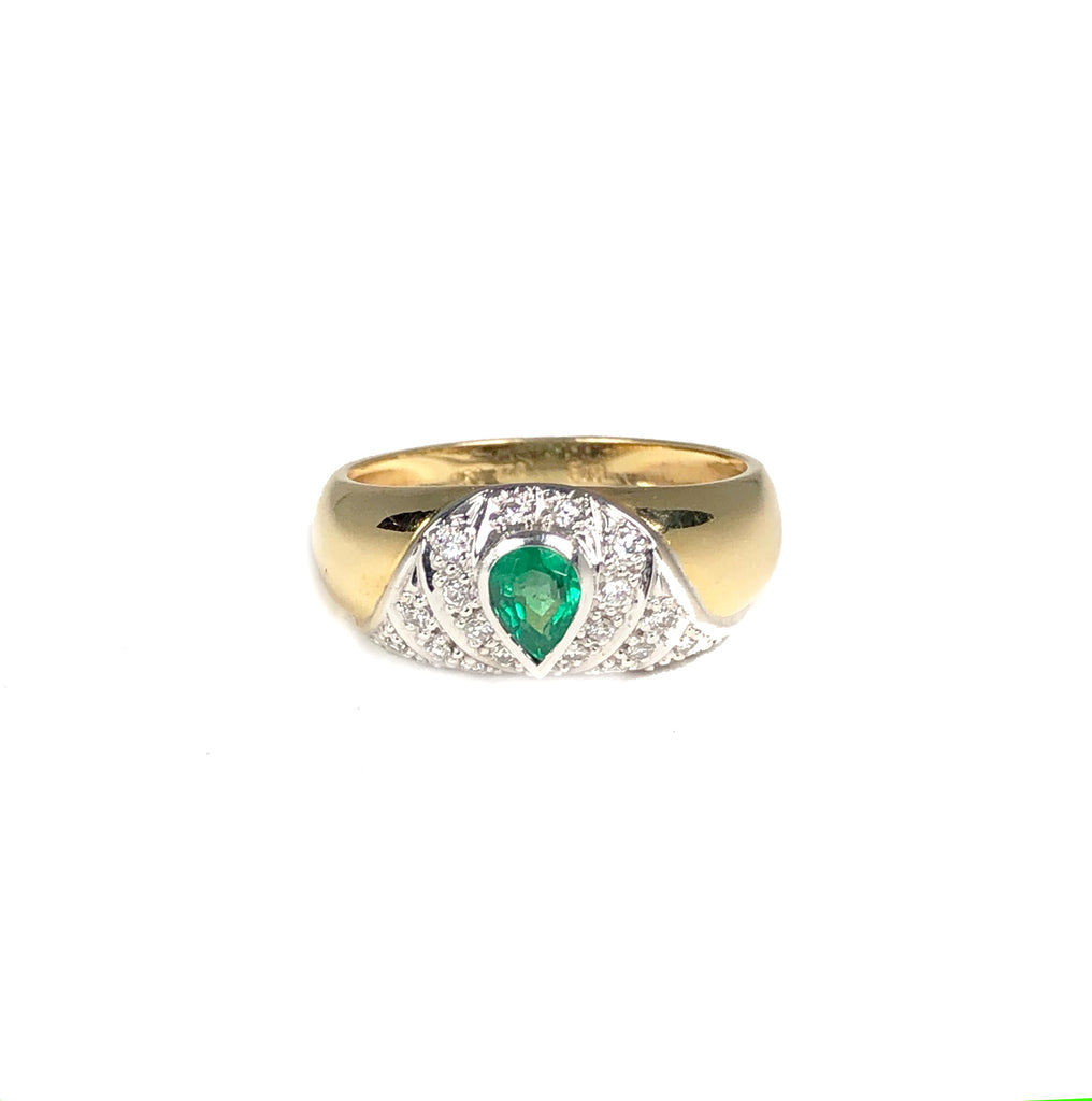 Emerald & Diamond Dome Ring