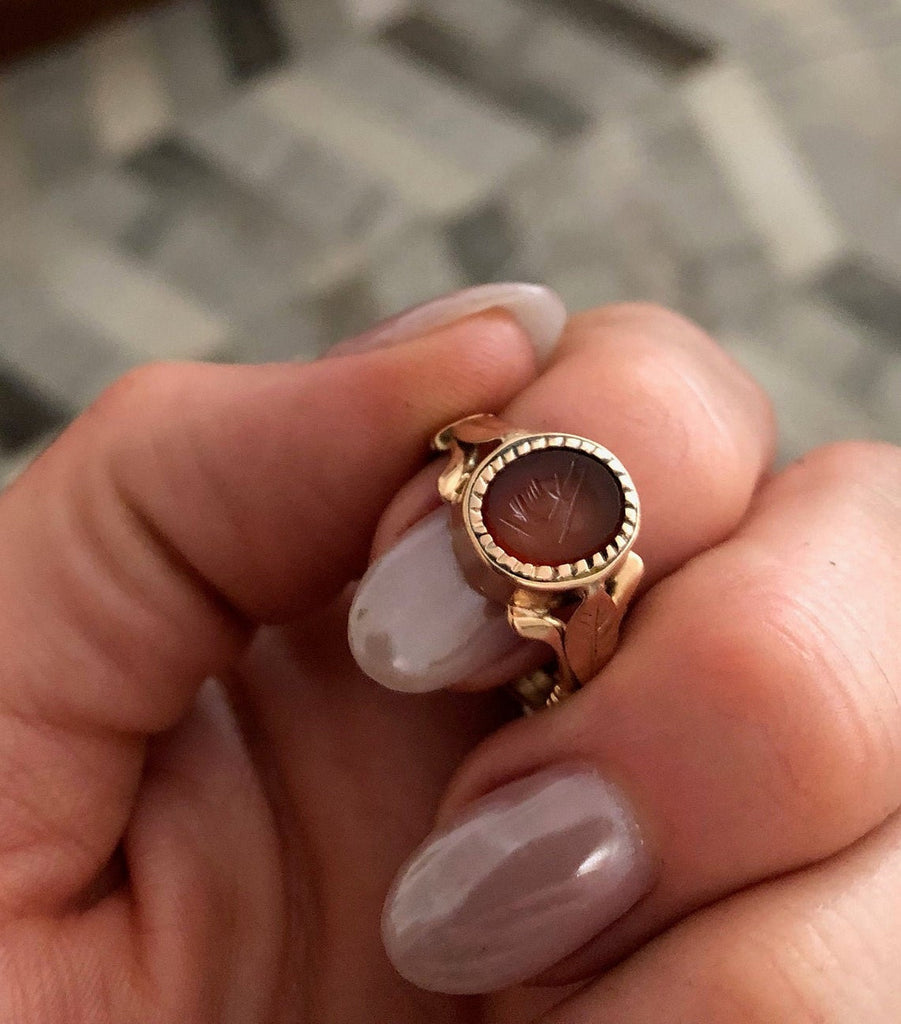 Rose Gold Carnelian Intaglio Ring