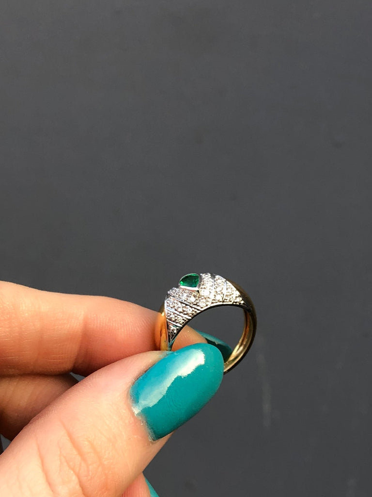 Emerald & Diamond Dome Ring