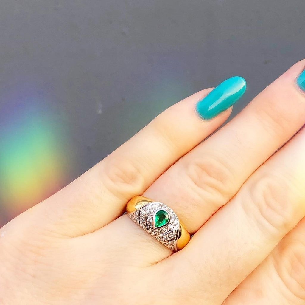 Emerald & Diamond Dome Ring