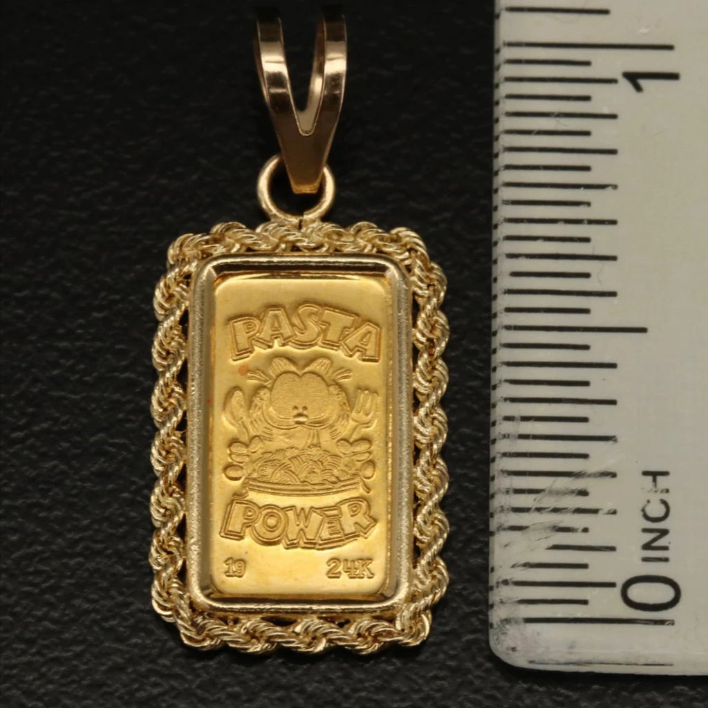 SOLD! 24K Garfield Pasta Power Pendant