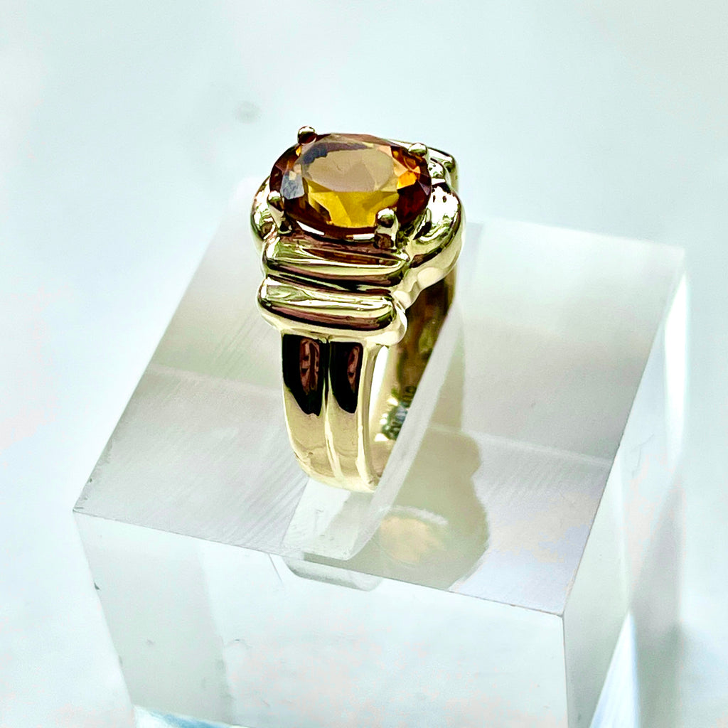 Vintage Estate 14k Gold Citrine Ring circa 1990