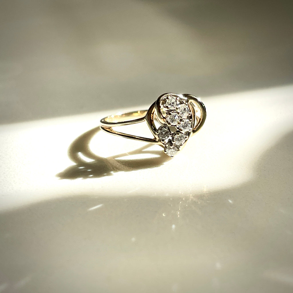 Abstract Diamond Heart Ring