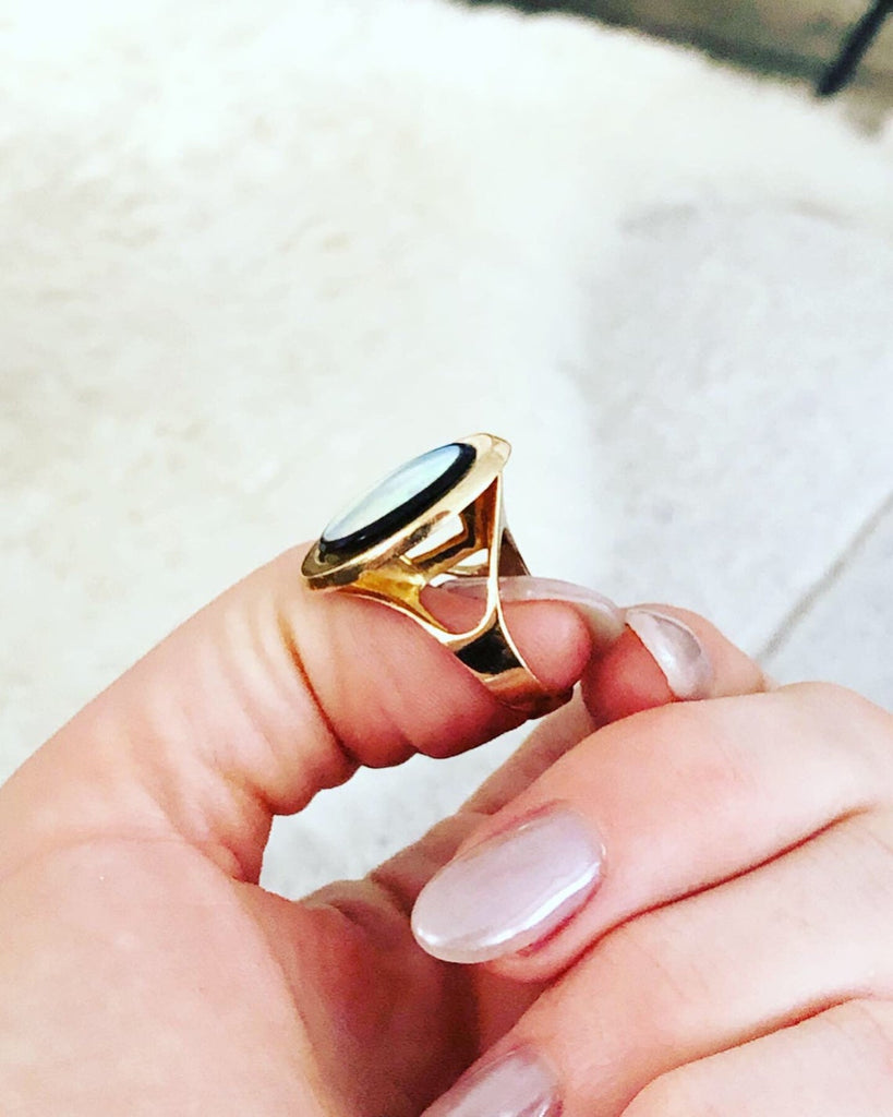 SOLD Opal & Onyx Ring