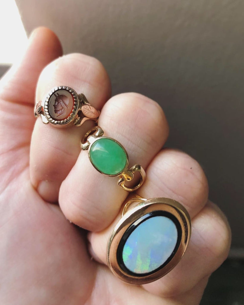 SOLD Opal & Onyx Ring