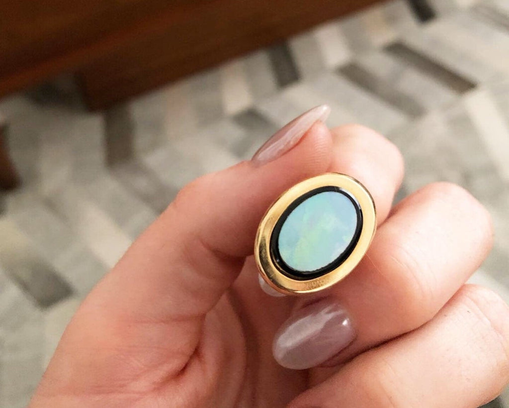 SOLD Opal & Onyx Ring