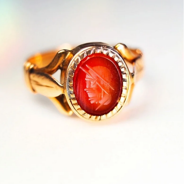 Rose Gold Carnelian Intaglio Ring