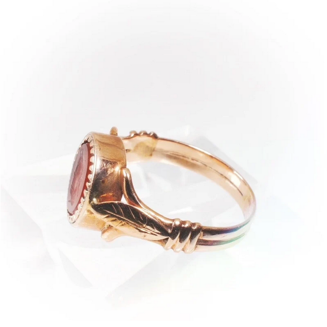 14k Rose Gold Vintage Carved Intaglio Ring