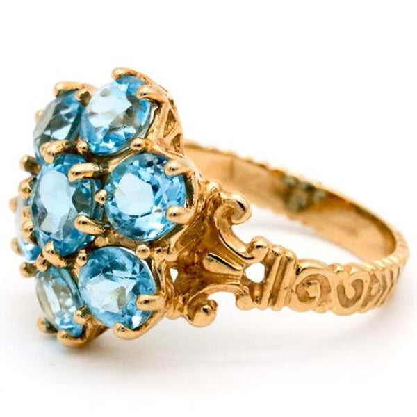 10k Gold Antique Topaz Cluter Ring