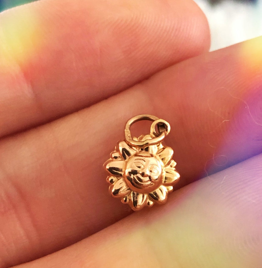 Rose Gold Puffy Sun Charm