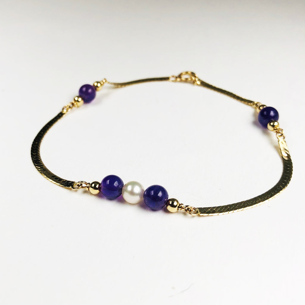 SOLD: Herringbone Pearl and Amethyst Bracelet