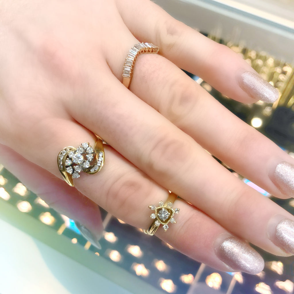 vintage 14k gold trendy diamond estate rings 